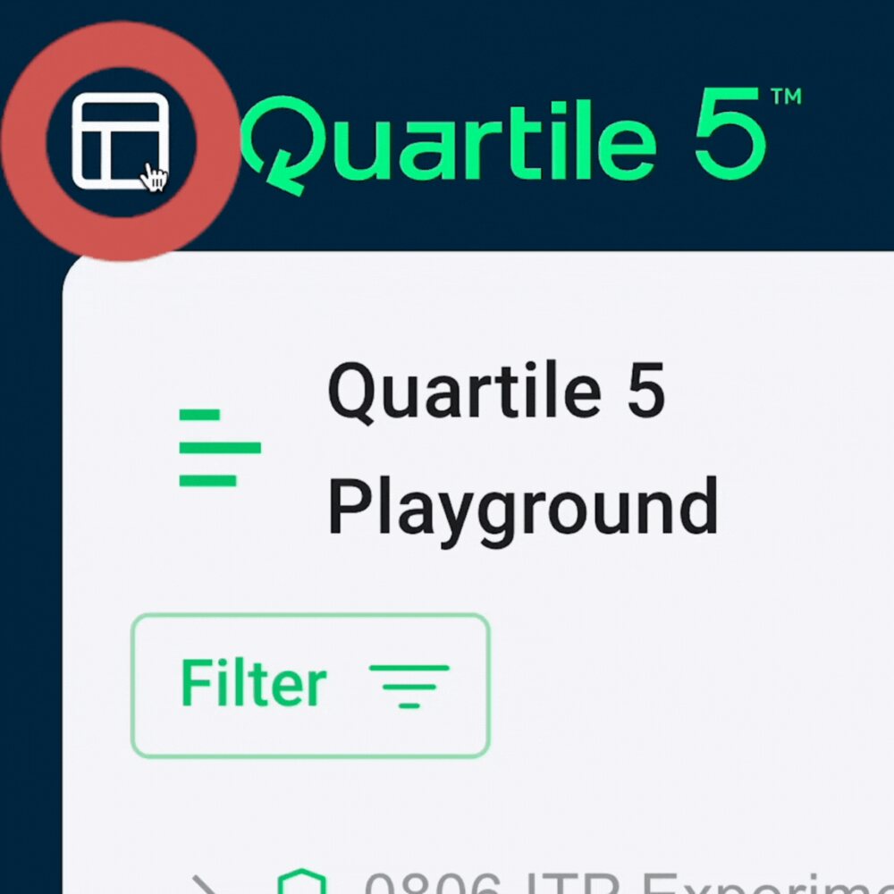 Onboarding walkthrough still from the Quartile 5 interface